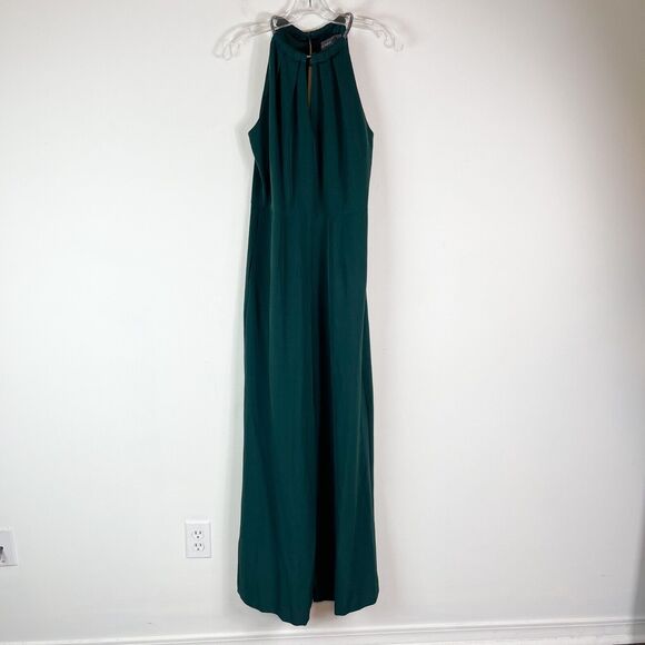 Donna Ricco NWOT Keyhole Sleeveles Hardware Embellished Halter Jumpsuit Green 10 - Picture 2 of 5